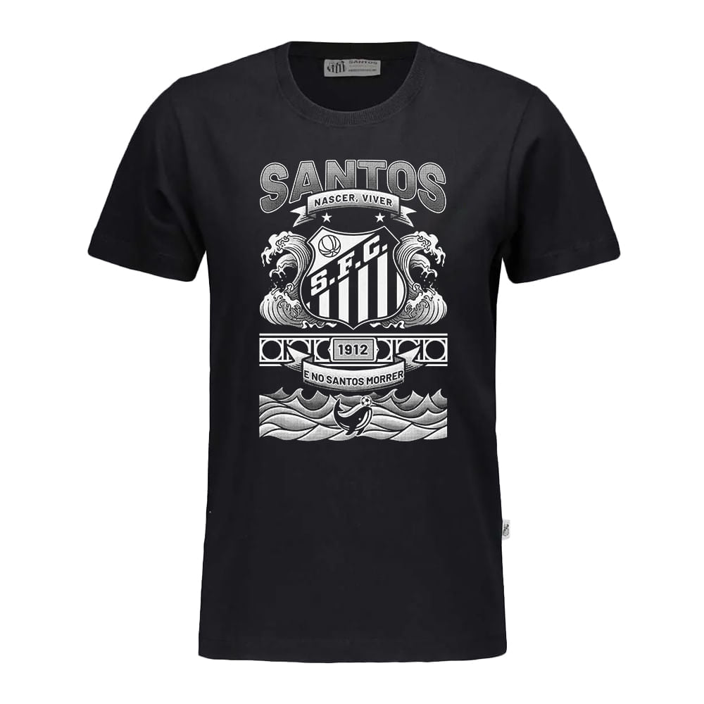 Camiseta Santos Nascer, Viver e No Santos Morrer Infantil Casual