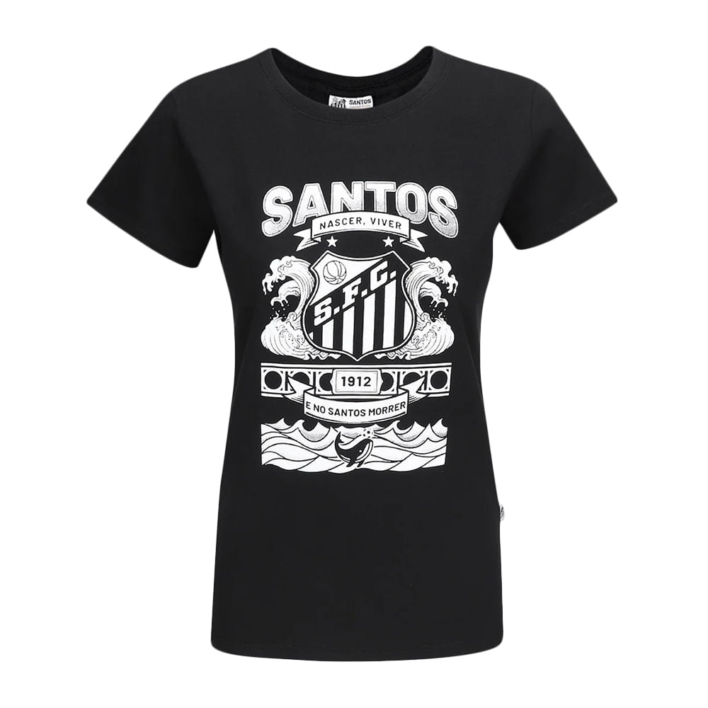 Camiseta Santos Nascer, Viver e No Santos Morrer Feminina Casual