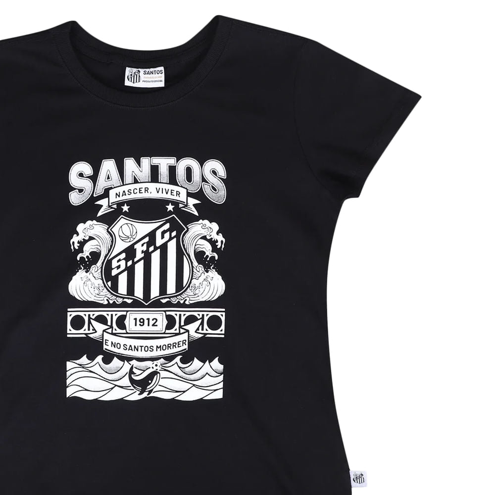Camiseta Santos Nascer, Viver e No Santos Morrer Feminina Casual