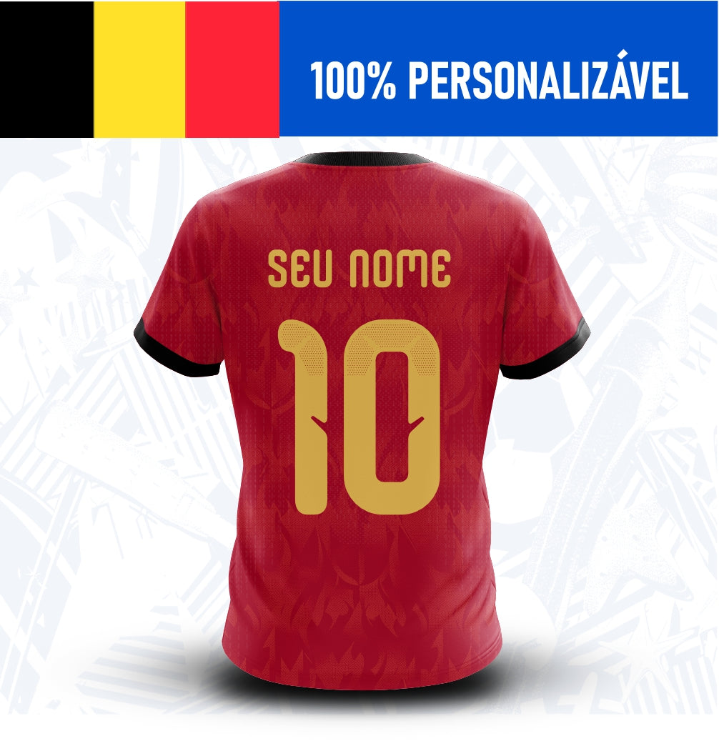 Camisa Bélgica Personalizada Copa 2026 - Costas - Joga o Manto